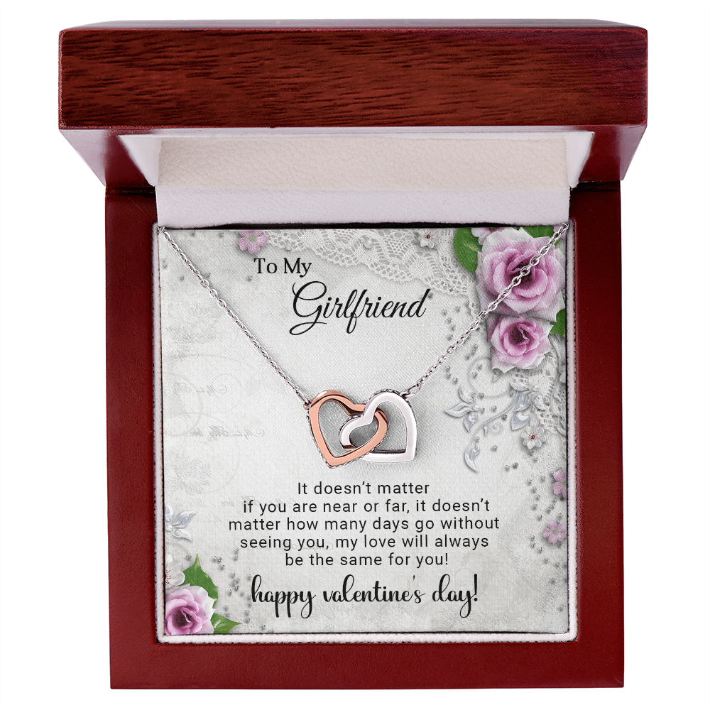 To My Girlfriend - Best Gift For Valentine - Interlocking Hearts Necklace