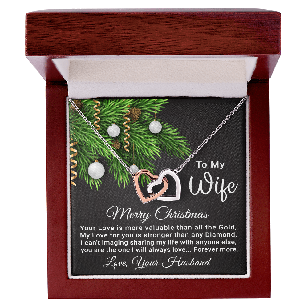 To My Wife - Christmas Gift - Interlocking Hearts Necklace