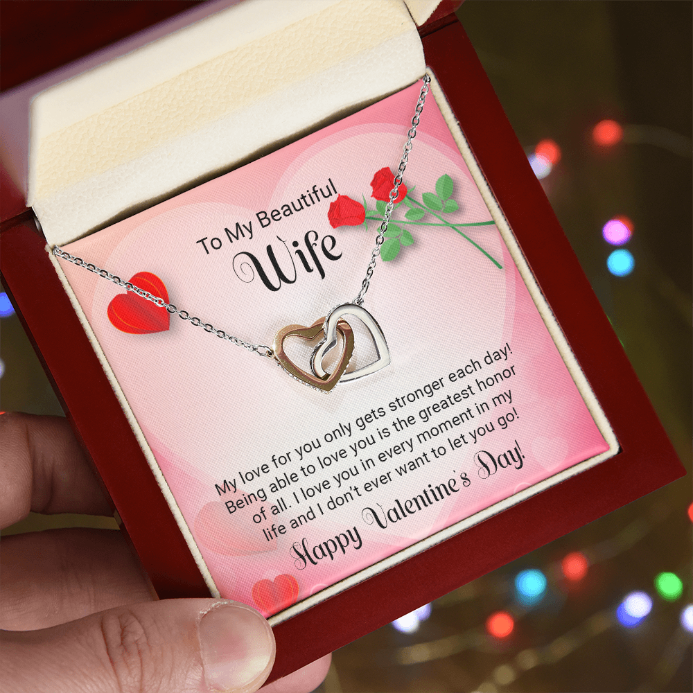 To My Beautiful Wife - I love you in every moment in my life - Best Gift For Valentine - Interlocking Hearts Necklace