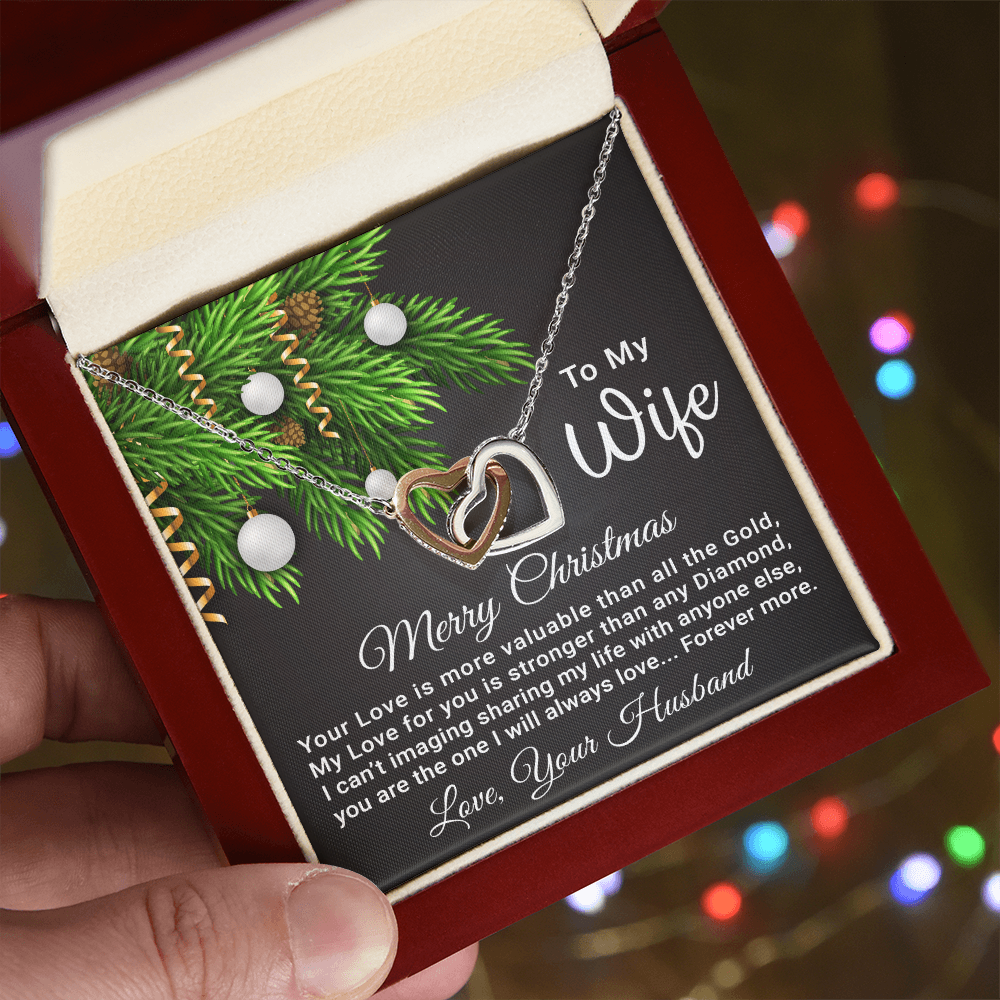 To My Wife - Christmas Gift - Interlocking Hearts Necklace