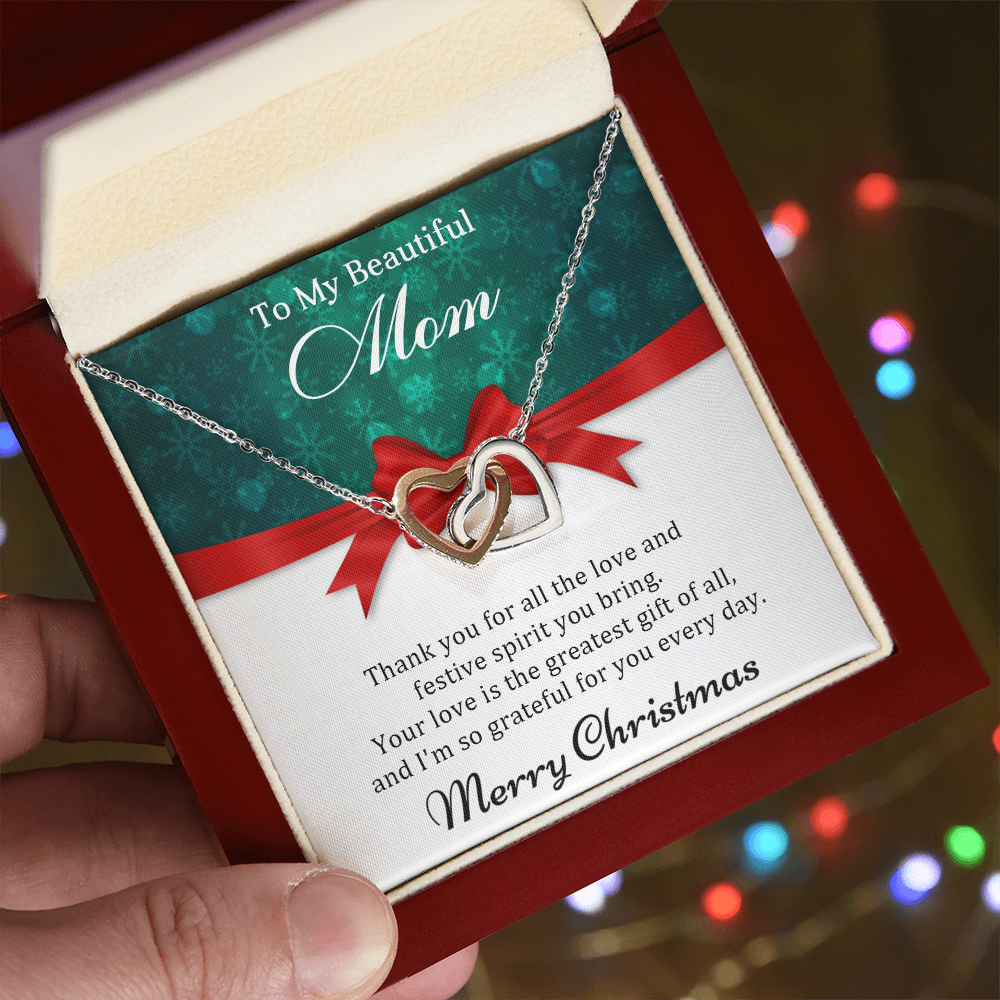 Mom - Your love is the greatest - Christmas Gift - Interlocking Hearts Necklace