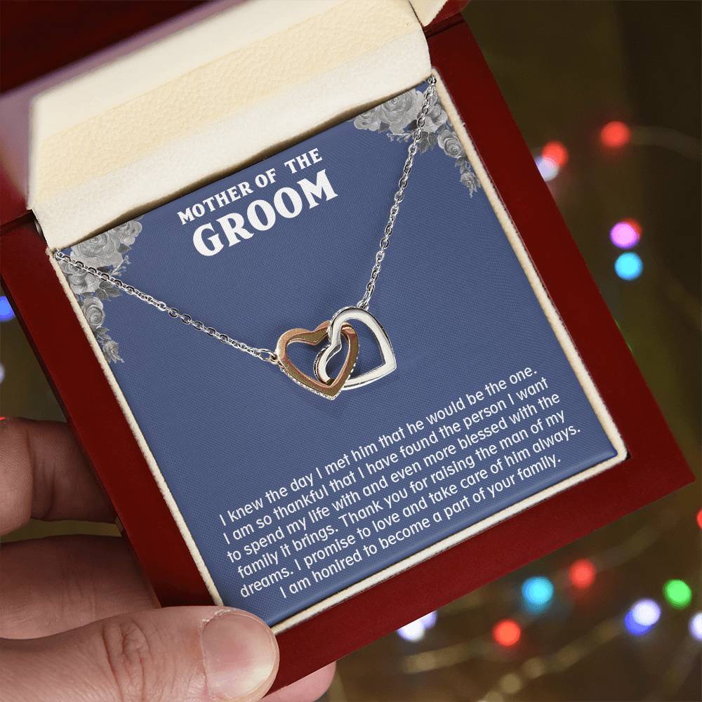 Amazing Gift for Mother of the Groom, Interlocking Hearts necklace for New Mom