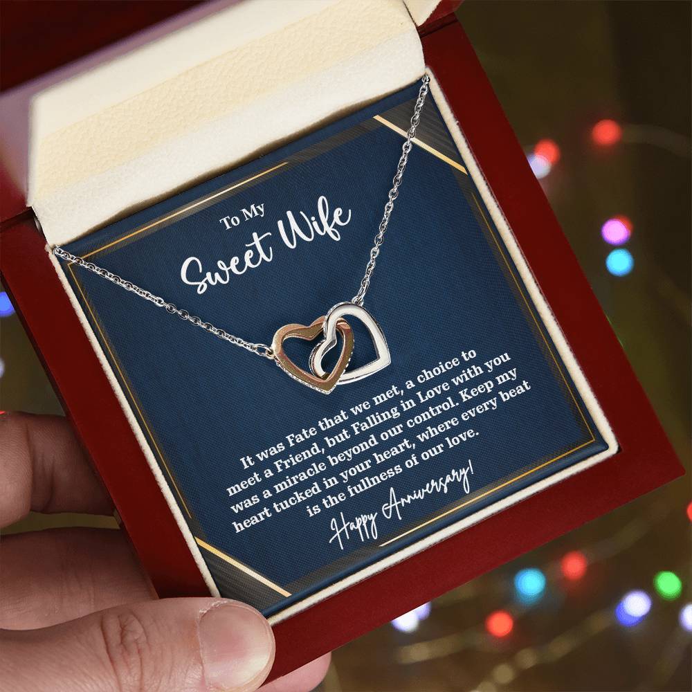 Awesome Gift for Sweet Wife, Interlocking Hearts Necklace Gift For Sweet Wife