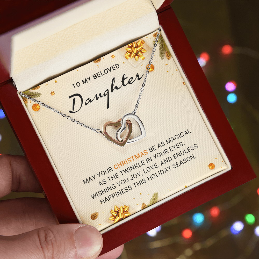 To My Beloved Daughter - Endless Happiness - Interlocking Hearts Necklace