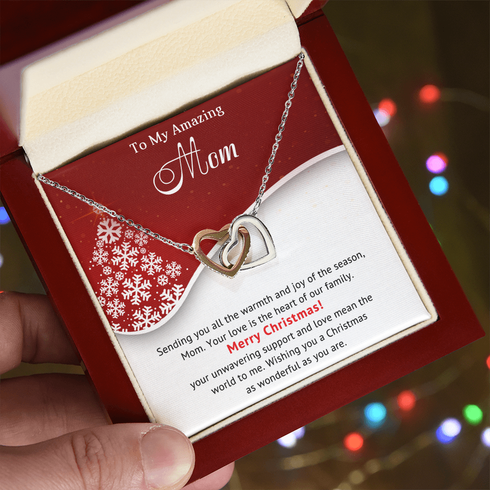 To My Amazing Mom - Christmas Gift - Interlocking Hearts Necklace