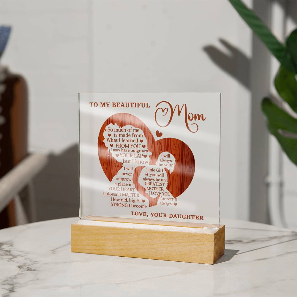 TO MY BEAUTIFUL MOM - HAPPY MOTHER'S DAY - ACRYLIC SQUARE PLAQUE