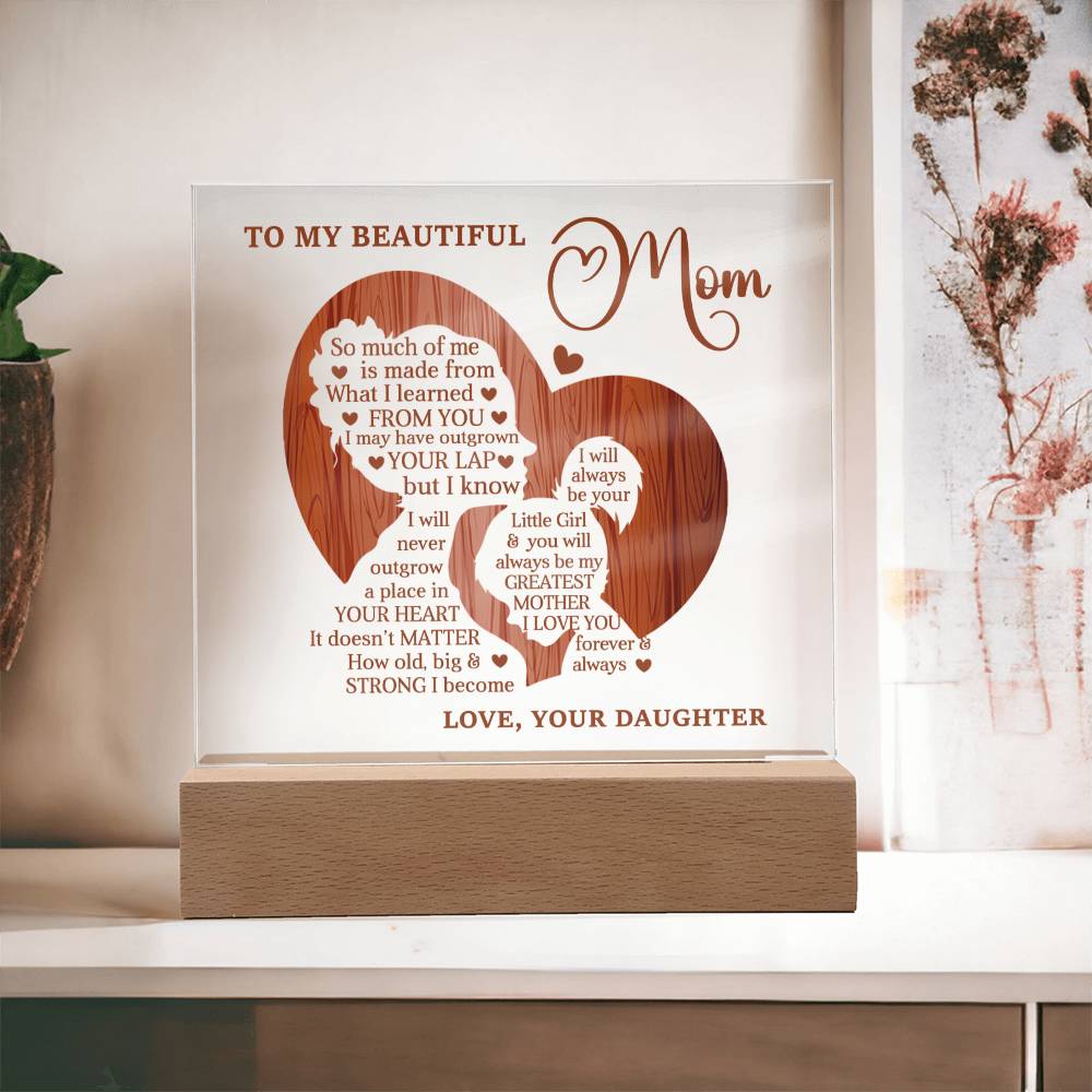 TO MY BEAUTIFUL MOM - HAPPY MOTHER'S DAY - ACRYLIC SQUARE PLAQUE