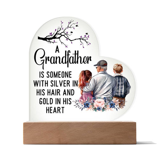 Gift for Grandfather - Acrylic Heart Plaque