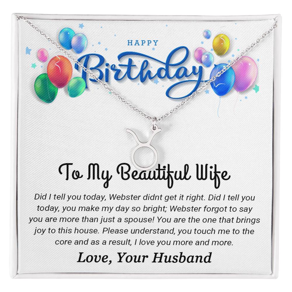 To My Beautiful Wife - Best Birthday Gift For Wife - Zodiac Symbol Necklace