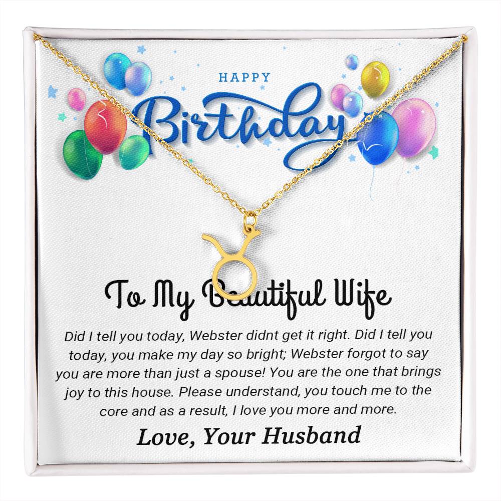 To My Beautiful Wife - Best Birthday Gift For Wife - Zodiac Symbol Necklace