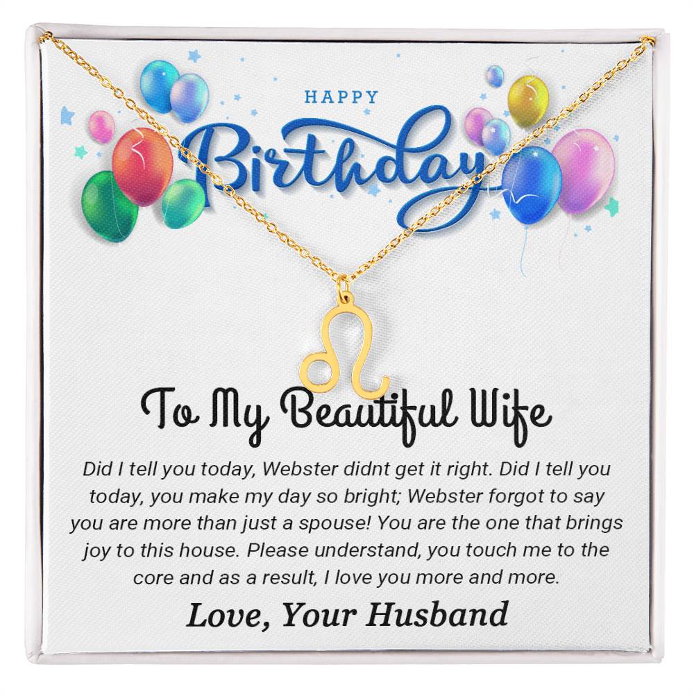 To My Beautiful Wife - Best Birthday Gift For Wife - Zodiac Symbol Necklace