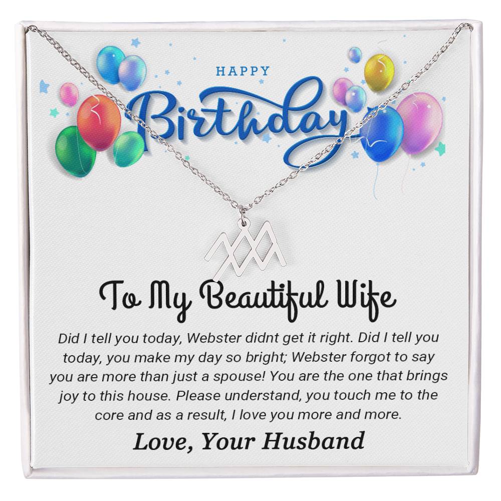 To My Beautiful Wife - Best Birthday Gift For Wife - Zodiac Symbol Necklace