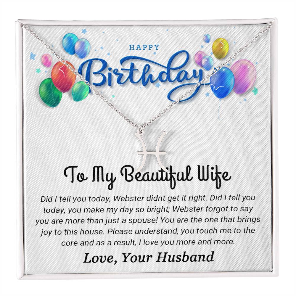 To My Beautiful Wife - Best Birthday Gift For Wife - Zodiac Symbol Necklace