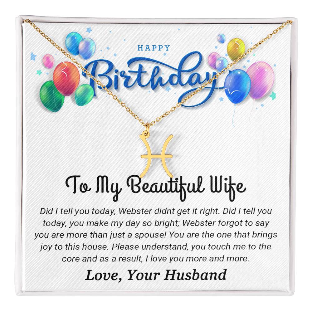 To My Beautiful Wife - Best Birthday Gift For Wife - Zodiac Symbol Necklace