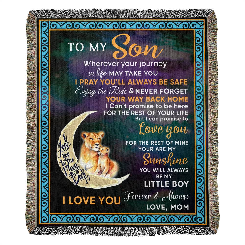 To My Son Lion Blanket - Gift  From Mom - Heirloom Woven Blanket