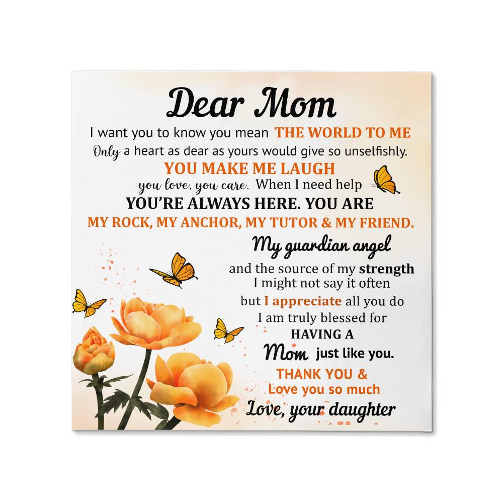 DEAR MOM - HAPPY MOTHER'S DAY - GALLERY WRAPPED CANVAS