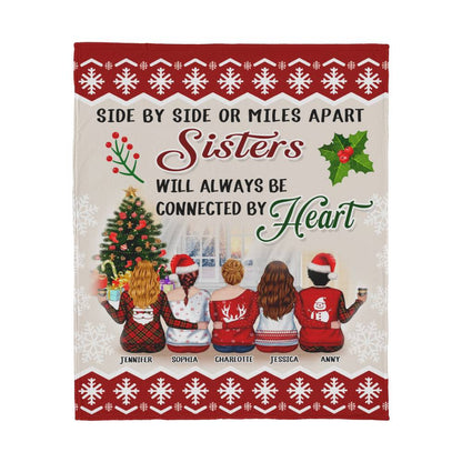 Sister will always be connected by heart - Best Gift for Christmas - Jersey Fleece Blanket