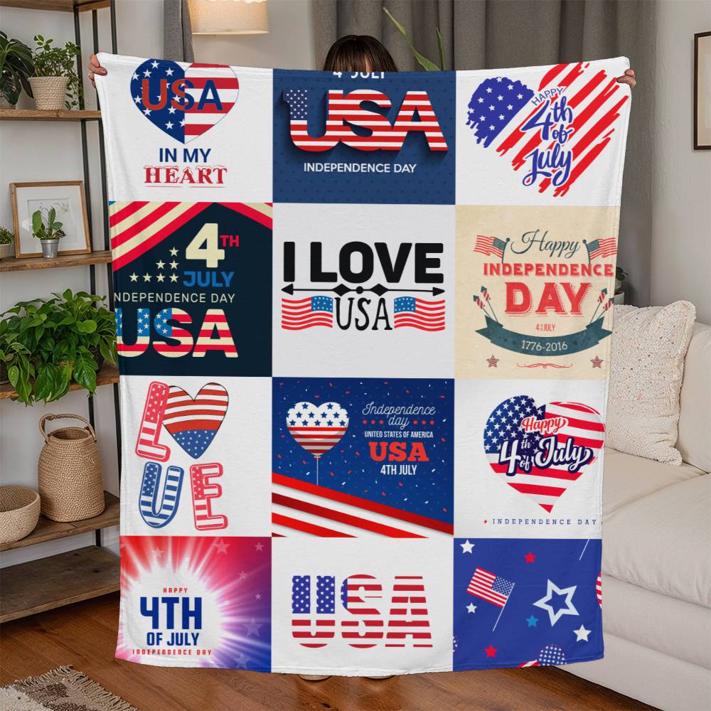 USA Independence Day - Blanket -Jersey Fleece Blanket