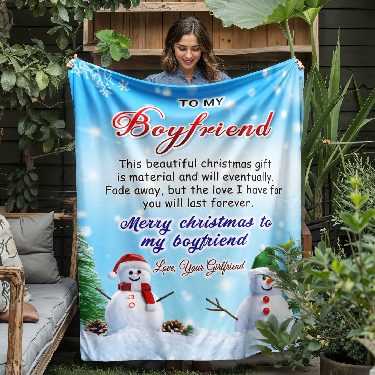 To My Boyfriend - Beautiful Christmas Gift - Jersey Fleece Blanket