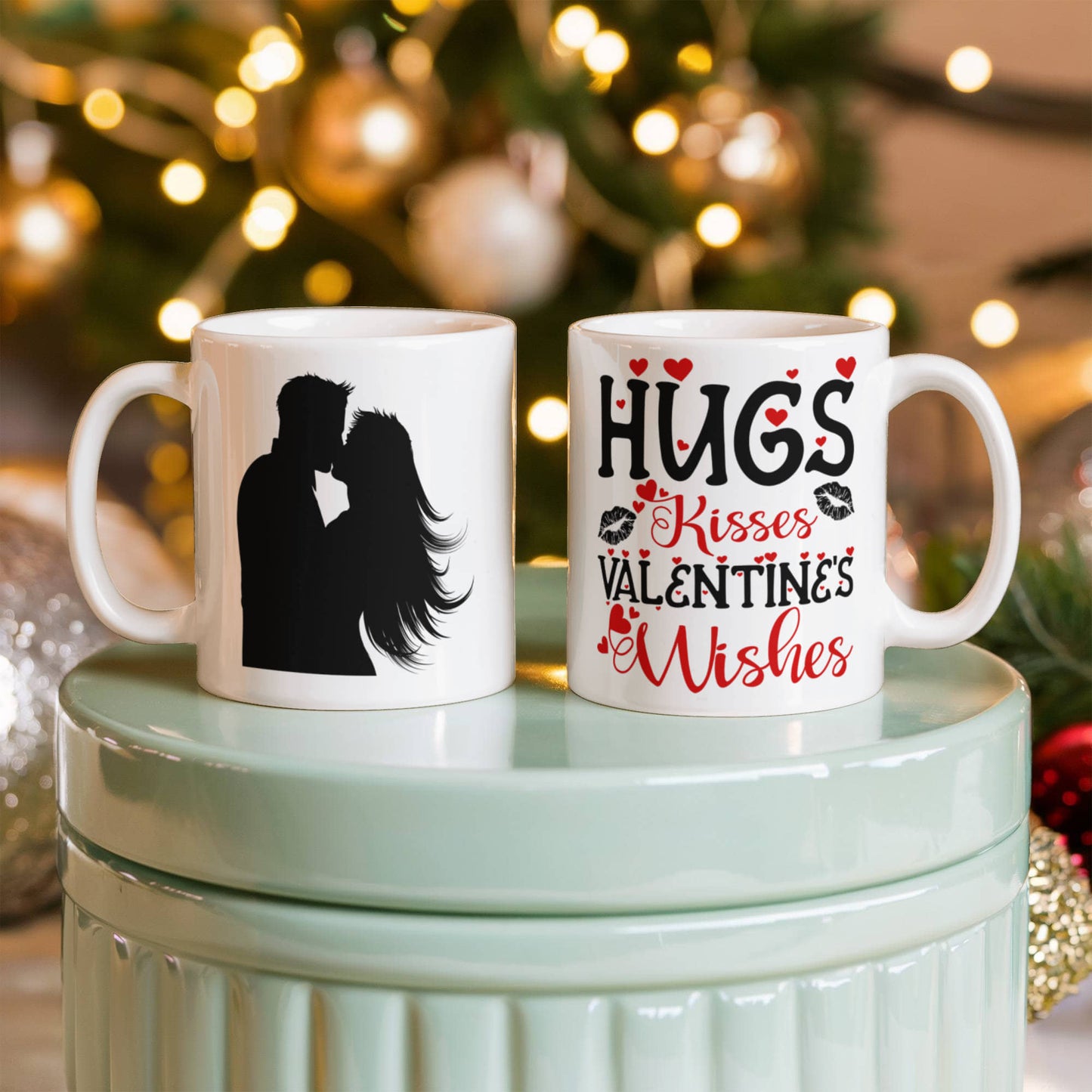 Hugs, Kisses Valentine's  Wishes - Valentine's Day Best Gift For - White Ceramic Mug