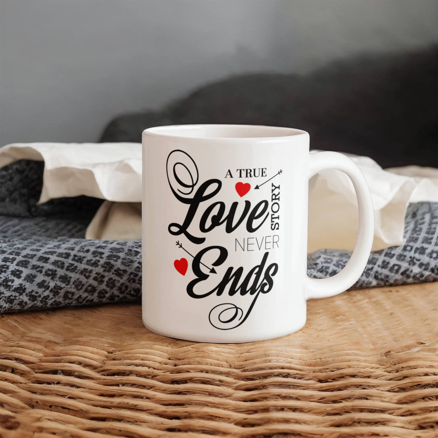 A True Love Story Never Ends - Valentine's Day Best Gift For - White Ceramic Mug