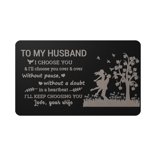 To My Husband - Valentine's Day Best Gift From Wife - Engraved Metal Wallet Card