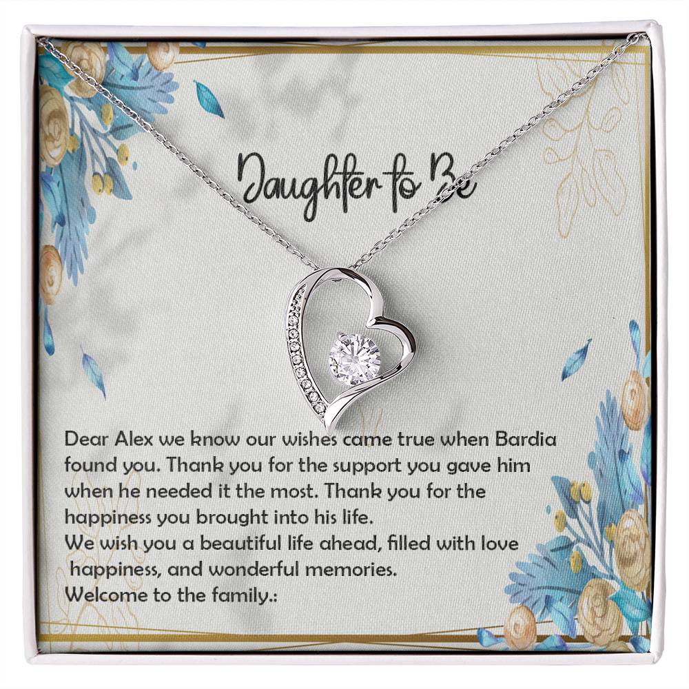 Best Daughter to be Gift, Forever Love Necklace with On Demand Message Card