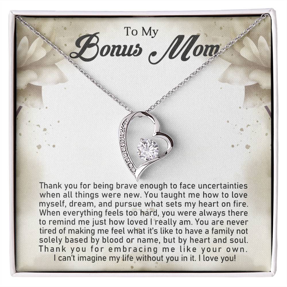 TO MY BONUS MOM - MOTHER'S DAY BEST GIFT FOR BONUS MOM - FOREVER LOVE NECKLACE