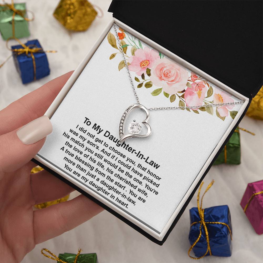 To My Daughter In Law Gift, Amazing Daughter In Law Gift, Forever Love Necklace with On Demand Message Card