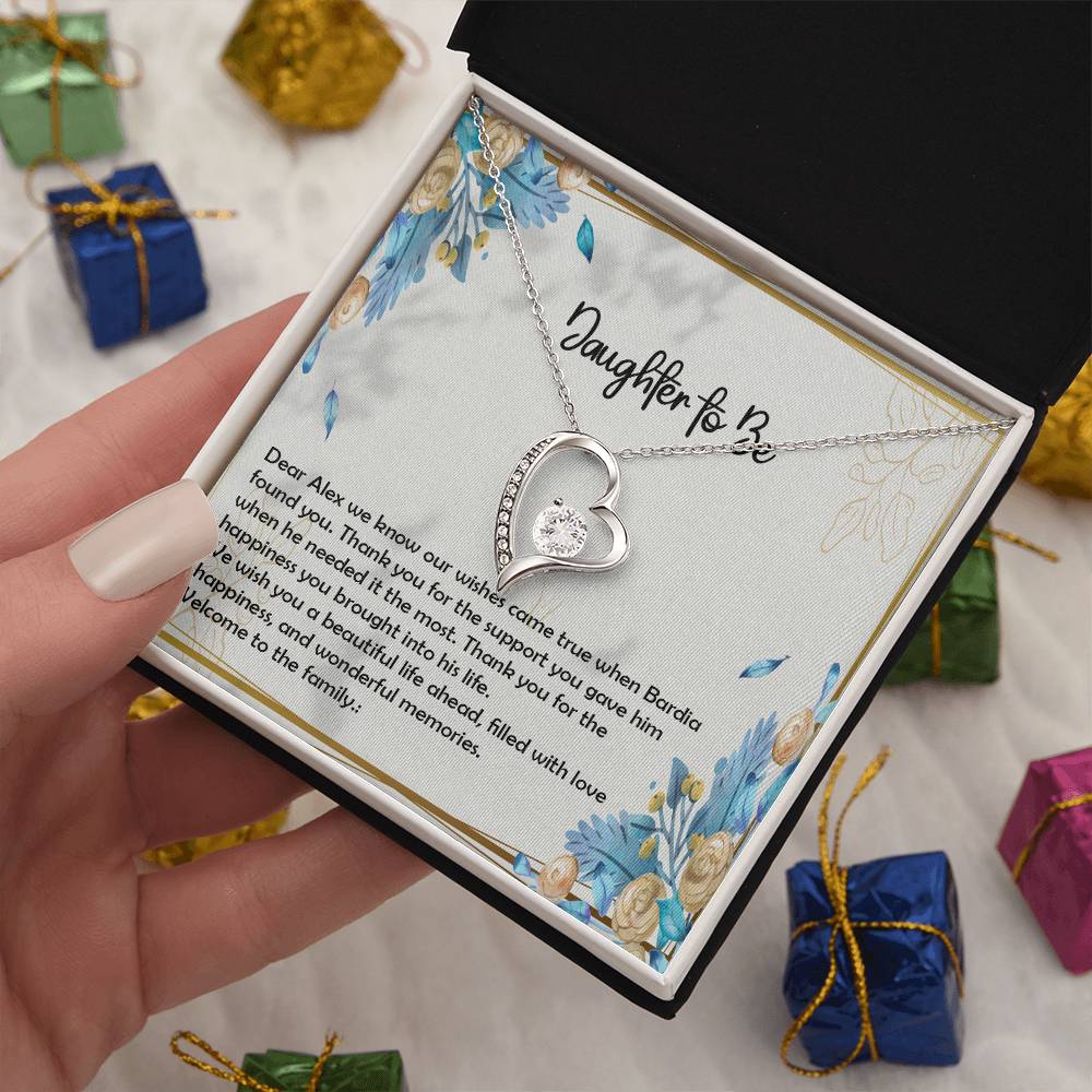 Best Daughter to be Gift, Forever Love Necklace with On Demand Message Card