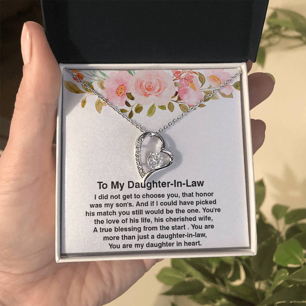 To My Daughter In Law Gift, Amazing Daughter In Law Gift, Forever Love Necklace with On Demand Message Card