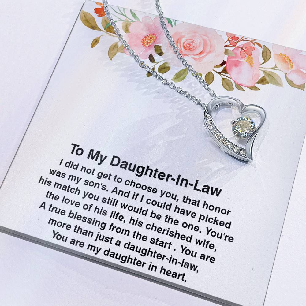 To My Daughter In Law Gift, Amazing Daughter In Law Gift, Forever Love Necklace with On Demand Message Card