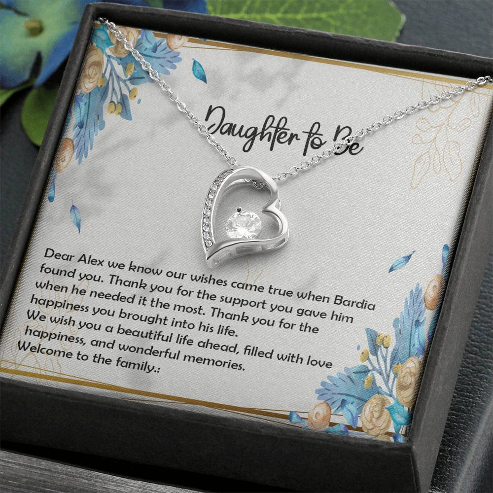 Best Daughter to be Gift, Forever Love Necklace with On Demand Message Card