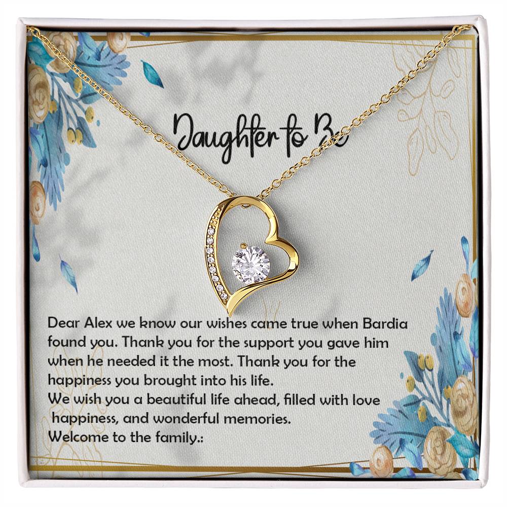 Best Daughter to be Gift, Forever Love Necklace with On Demand Message Card