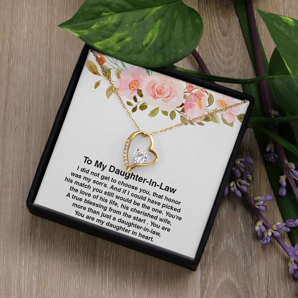 To My Daughter In Law Gift, Amazing Daughter In Law Gift, Forever Love Necklace with On Demand Message Card