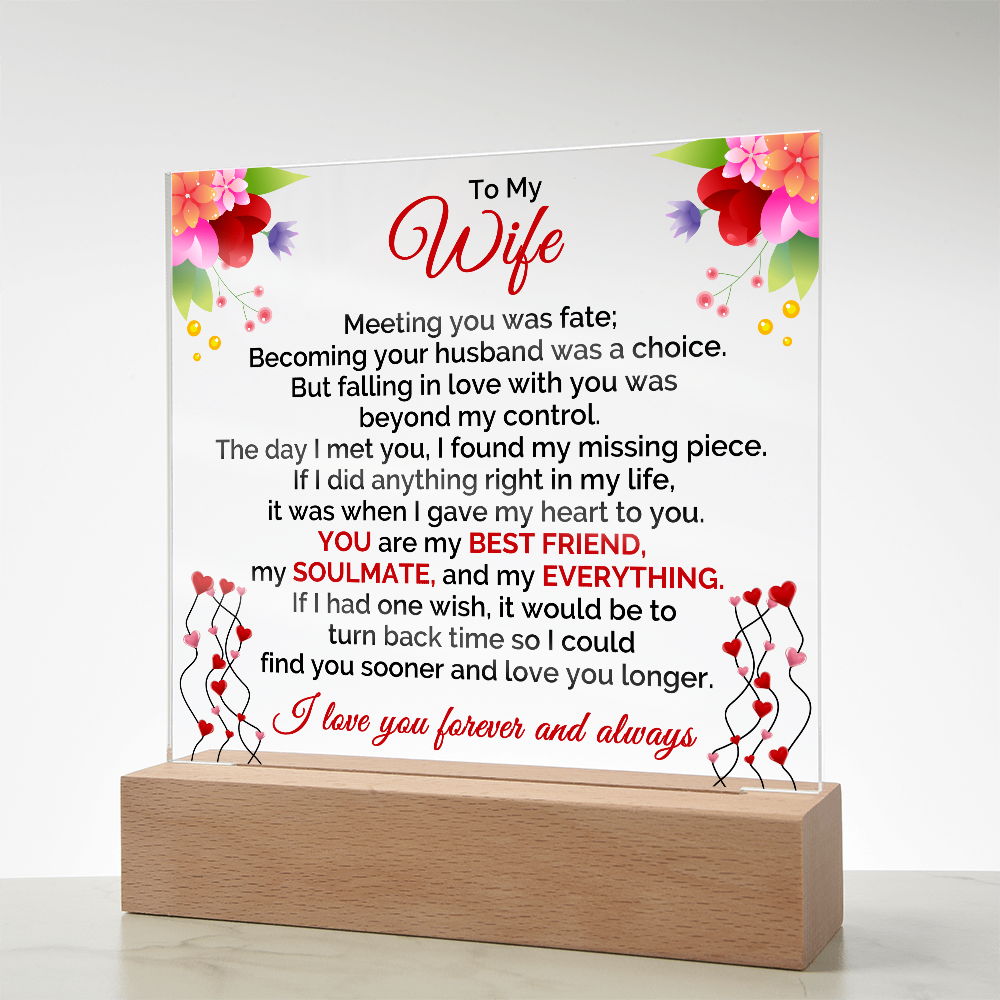 To My Wife, I Love You, Forever & Always - Valentine's Day Best Gift - Acrylic Square Plaque