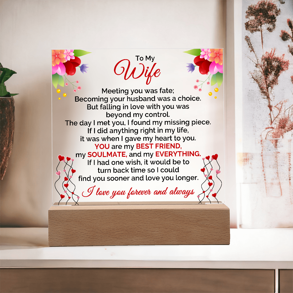 To My Wife, I Love You, Forever & Always - Valentine's Day Best Gift - Acrylic Square Plaque