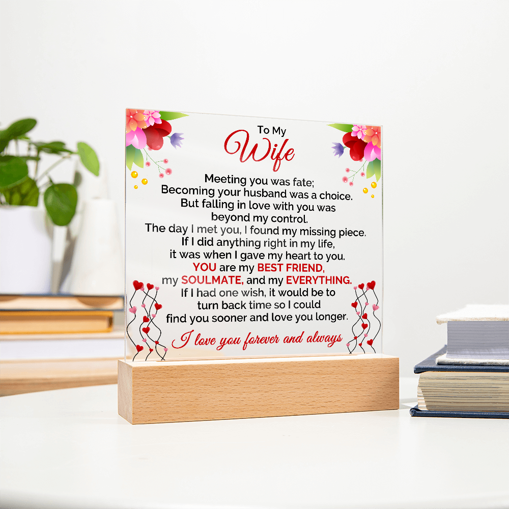 To My Wife, I Love You, Forever & Always - Valentine's Day Best Gift - Acrylic Square Plaque